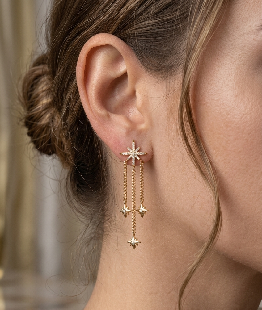 Boucles d’Oreilles Cascades d’Étoiles