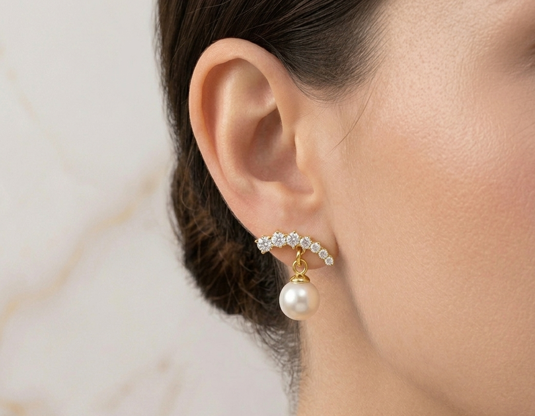 Boucles d'Oreilles Comète & Perle d'Eau